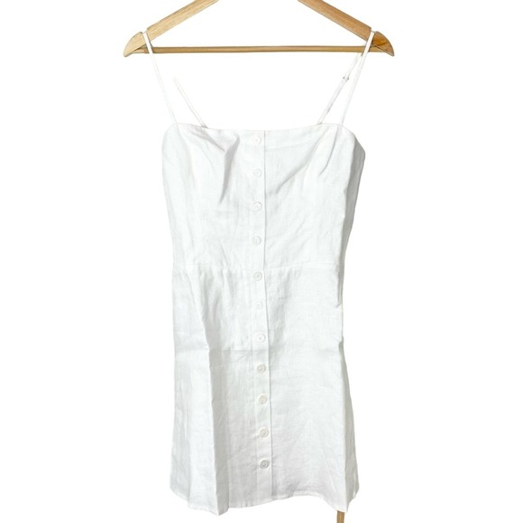 Reformation White Huckleberry Linen Mini Dress 10 NWT - Picture 2 of 9